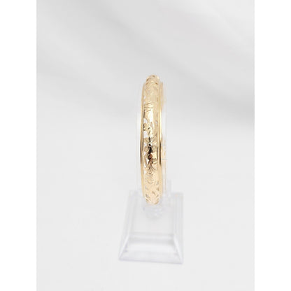 14K Yellow Gold Floral Engraved Bangle Bracelet