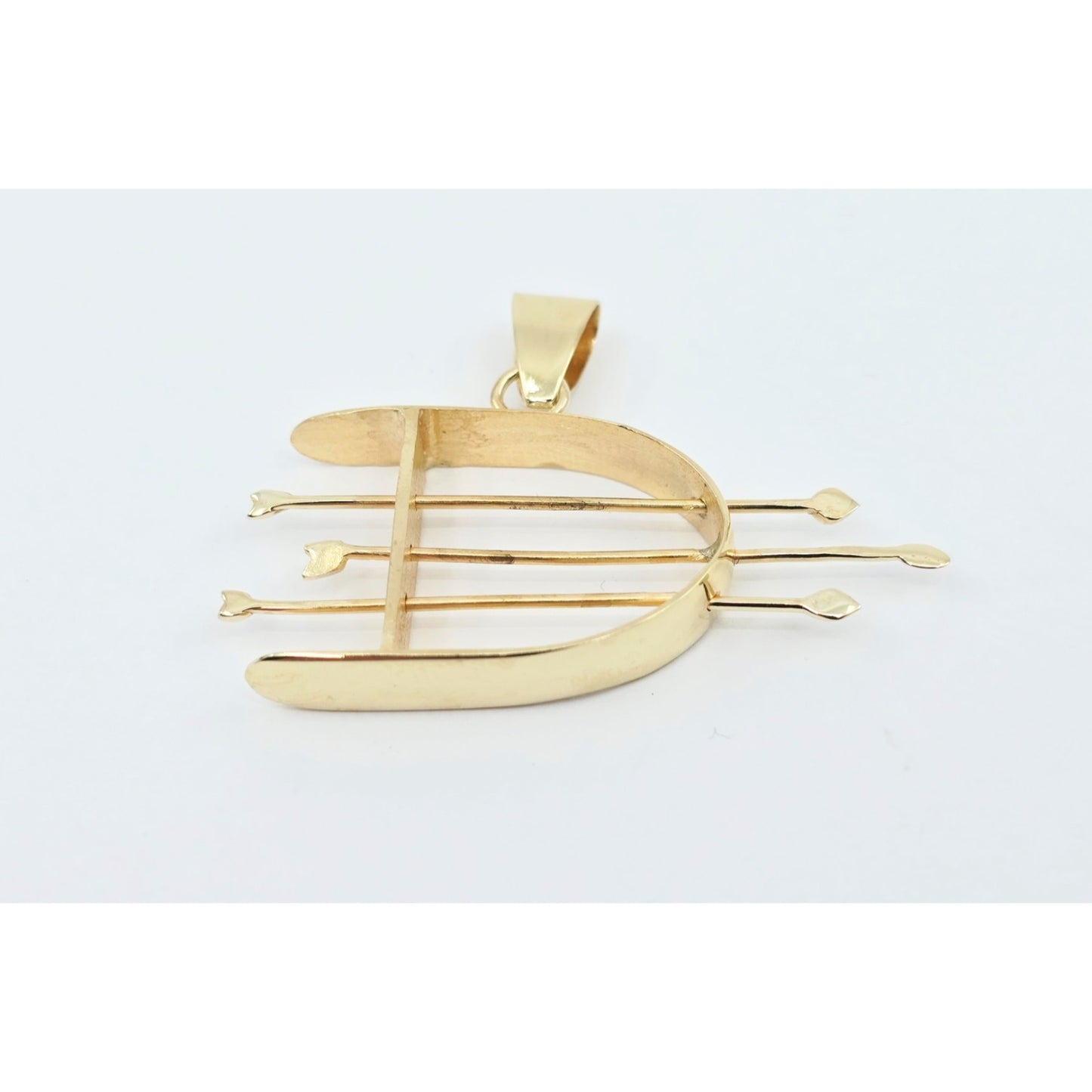 14K Yellow Gold Orisha Ochosi Bow & Arrow Dangle Charm Pendant