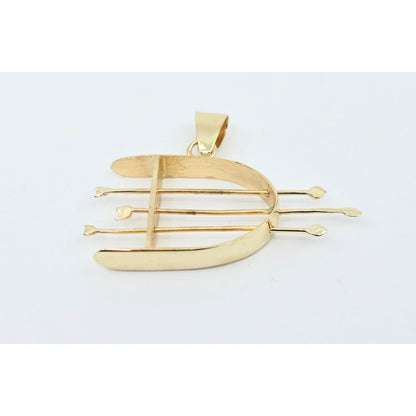 14K Yellow Gold Orisha Ochosi Bow & Arrow Dangle Charm Pendant
