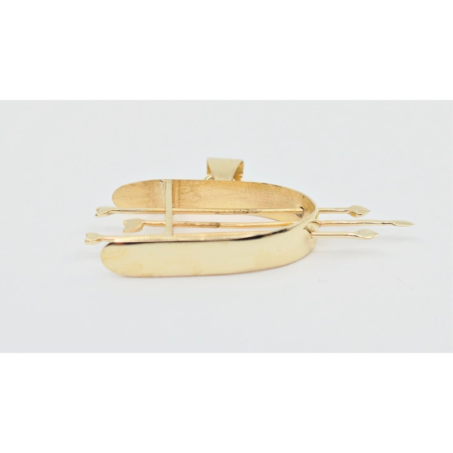 14K Yellow Gold Orisha Ochosi Bow & Arrow Dangle Charm Pendant