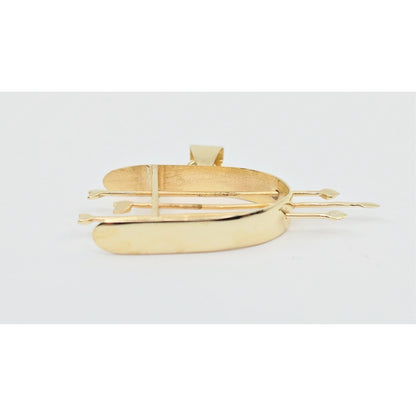 14K Yellow Gold Orisha Ochosi Bow & Arrow Dangle Charm Pendant