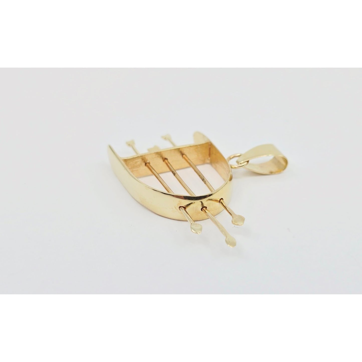 14K Yellow Gold Orisha Ochosi Bow & Arrow Dangle Charm Pendant