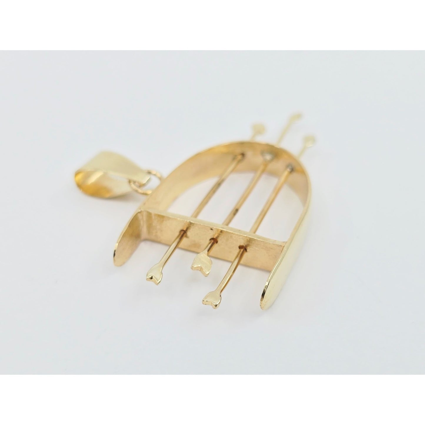 14K Yellow Gold Orisha Ochosi Bow & Arrow Dangle Charm Pendant