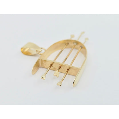 14K Yellow Gold Orisha Ochosi Bow & Arrow Dangle Charm Pendant