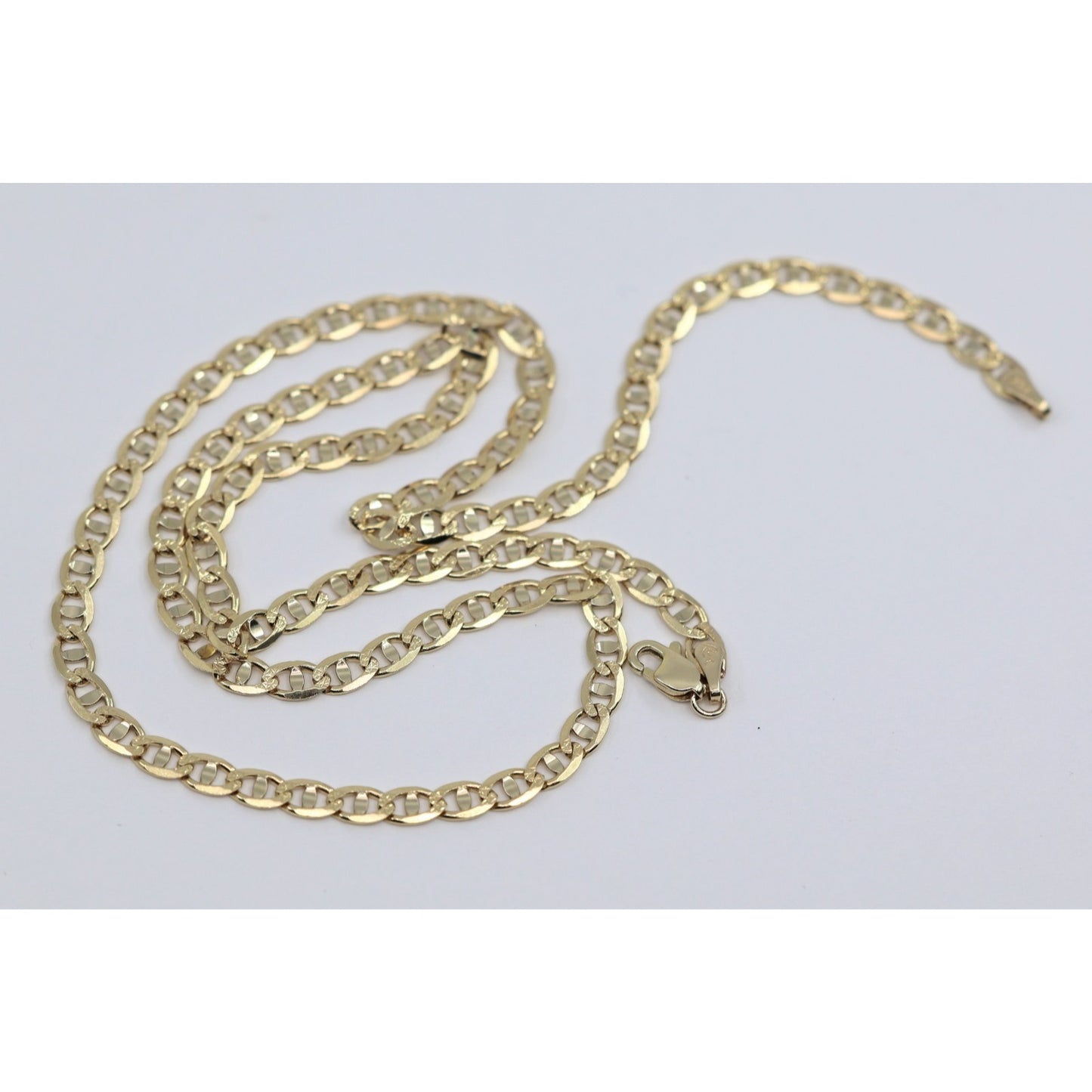 14K Yellow Gold Diamond Cut Mariner Anchor Link Chain Necklace