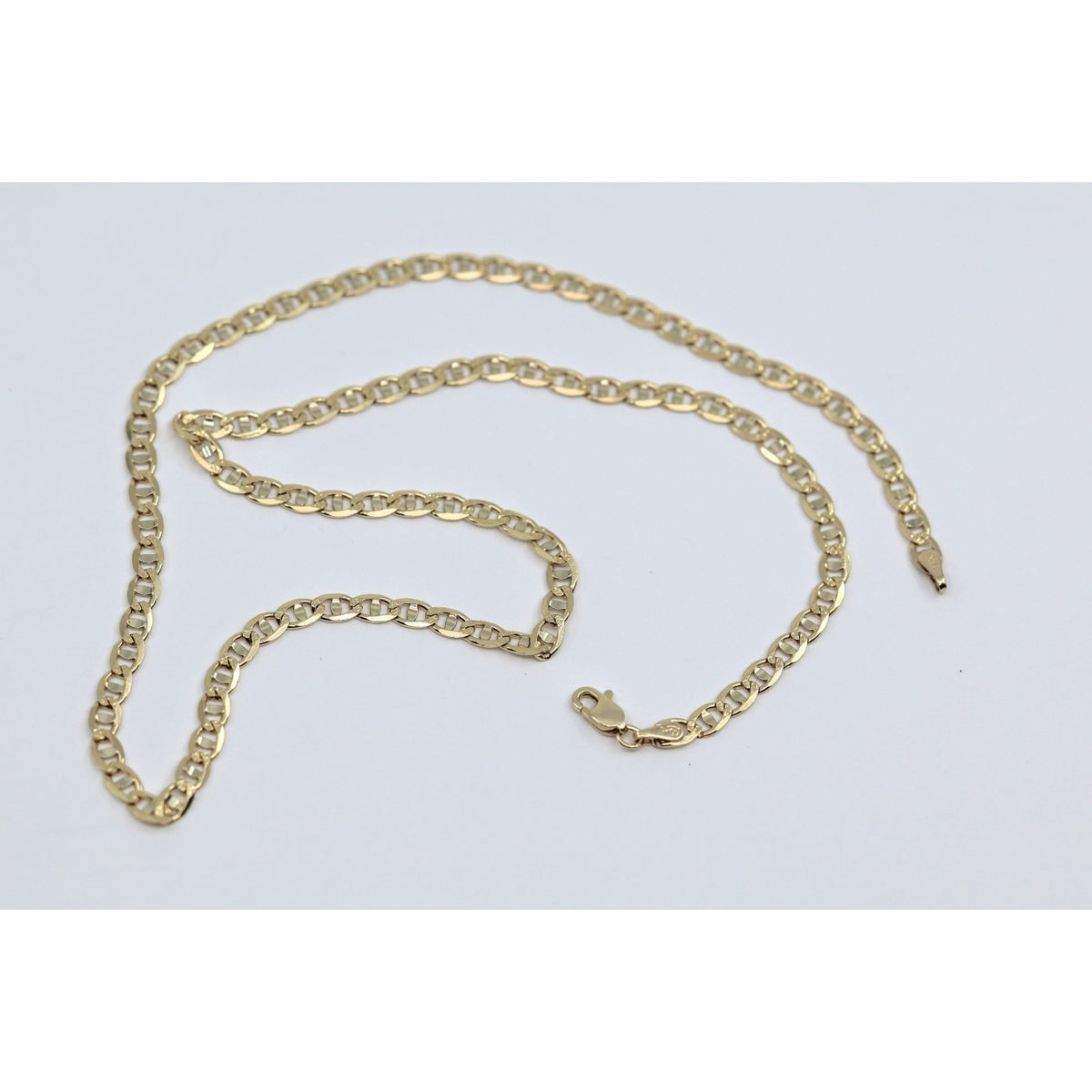 14K Yellow Gold Diamond Cut Mariner Anchor Link Chain Necklace