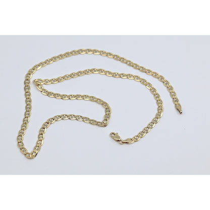 14K Yellow Gold Diamond Cut Mariner Anchor Link Chain Necklace
