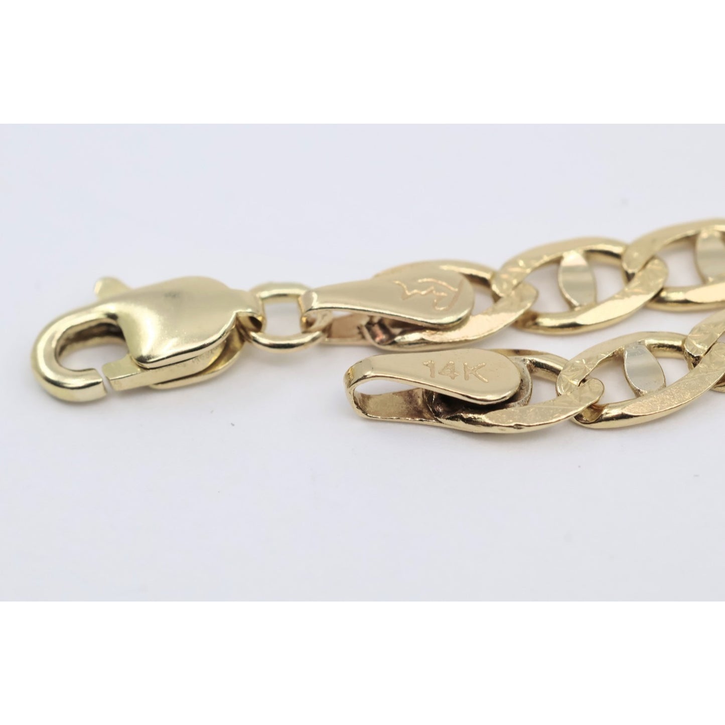 14K Yellow Gold Diamond Cut Mariner Anchor Link Chain Necklace