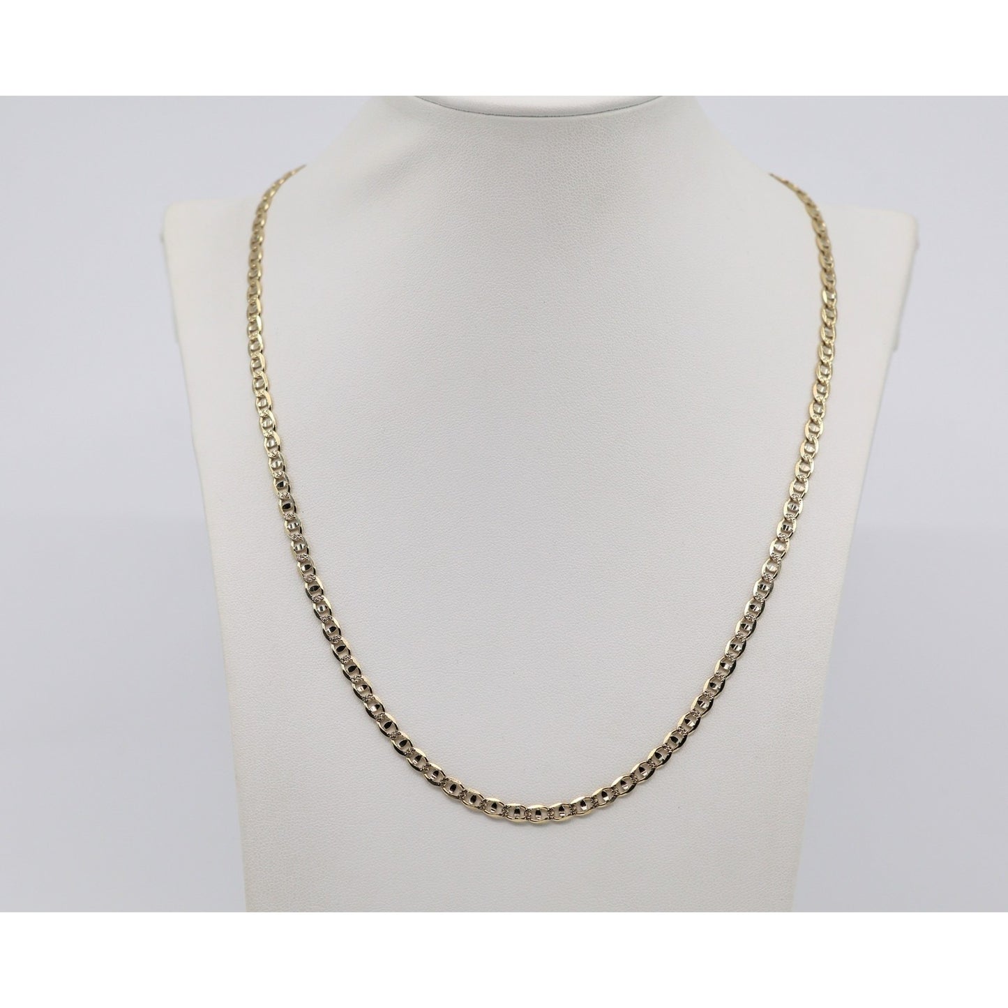 14K Yellow Gold Diamond Cut Mariner Anchor Link Chain Necklace