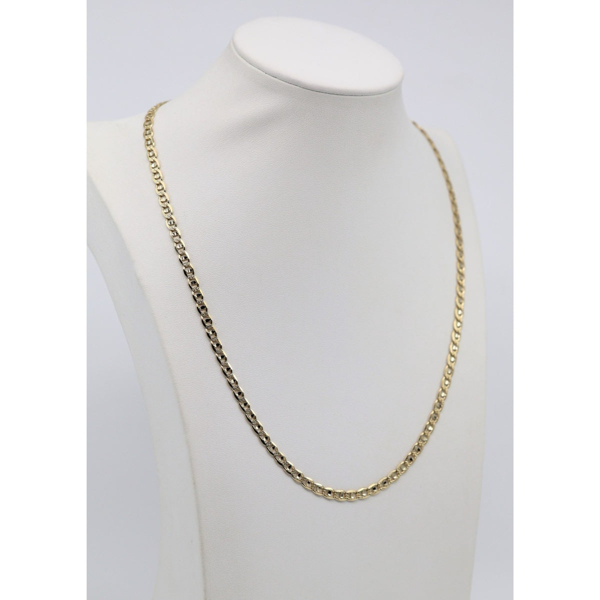 14K Yellow Gold Diamond Cut Mariner Anchor Link Chain Necklace