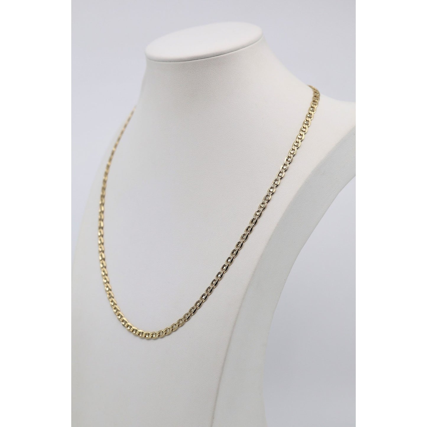 14K Yellow Gold Diamond Cut Mariner Anchor Link Chain Necklace