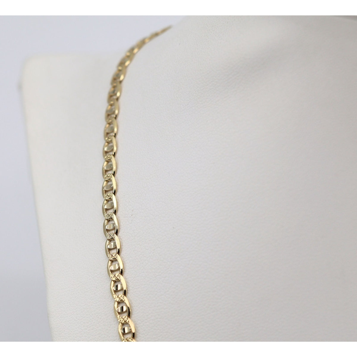 14K Yellow Gold Diamond Cut Mariner Anchor Link Chain Necklace