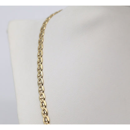 14K Yellow Gold Diamond Cut Mariner Anchor Link Chain Necklace