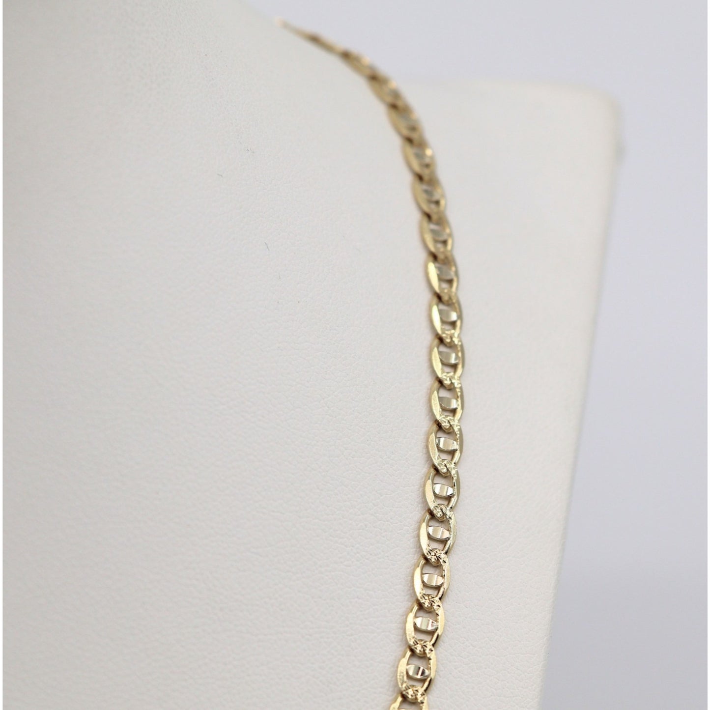 14K Yellow Gold Diamond Cut Mariner Anchor Link Chain Necklace