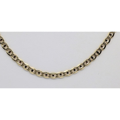 14K Yellow Gold Diamond Cut Mariner Anchor Link Chain Necklace