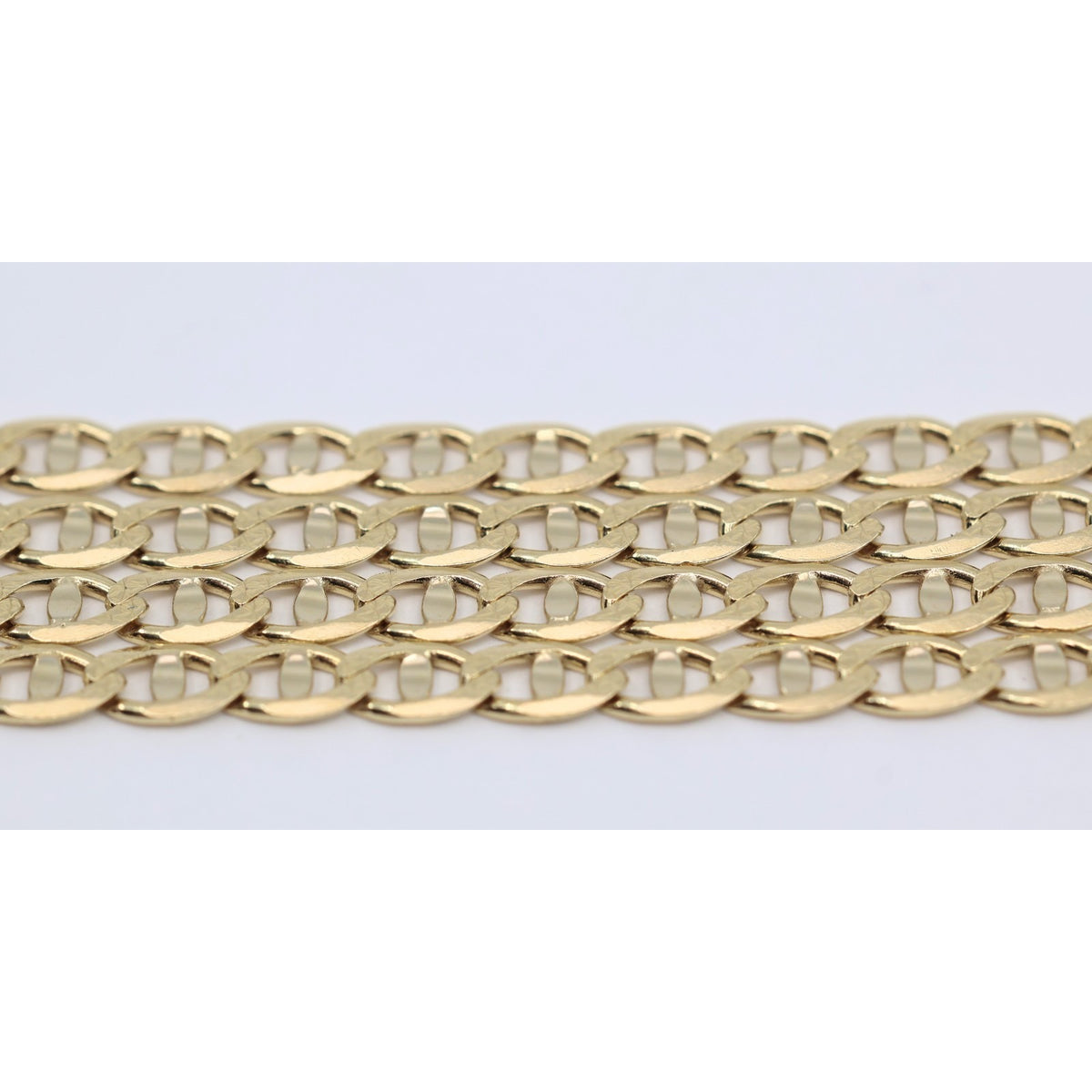 14K Yellow Gold Diamond Cut Mariner Anchor Link Chain Necklace