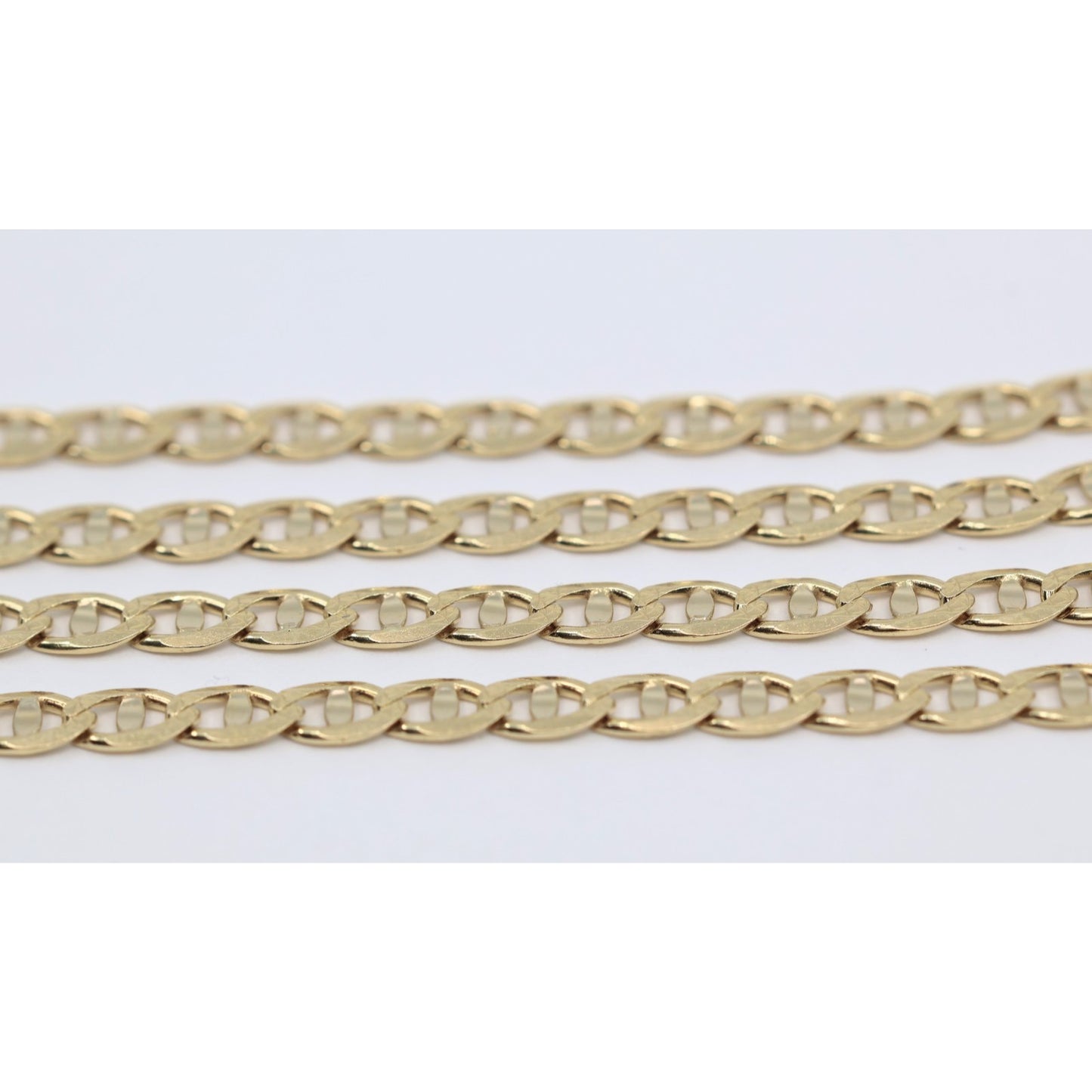 14K Yellow Gold Diamond Cut Mariner Anchor Link Chain Necklace