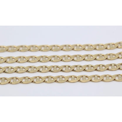 14K Yellow Gold Diamond Cut Mariner Anchor Link Chain Necklace