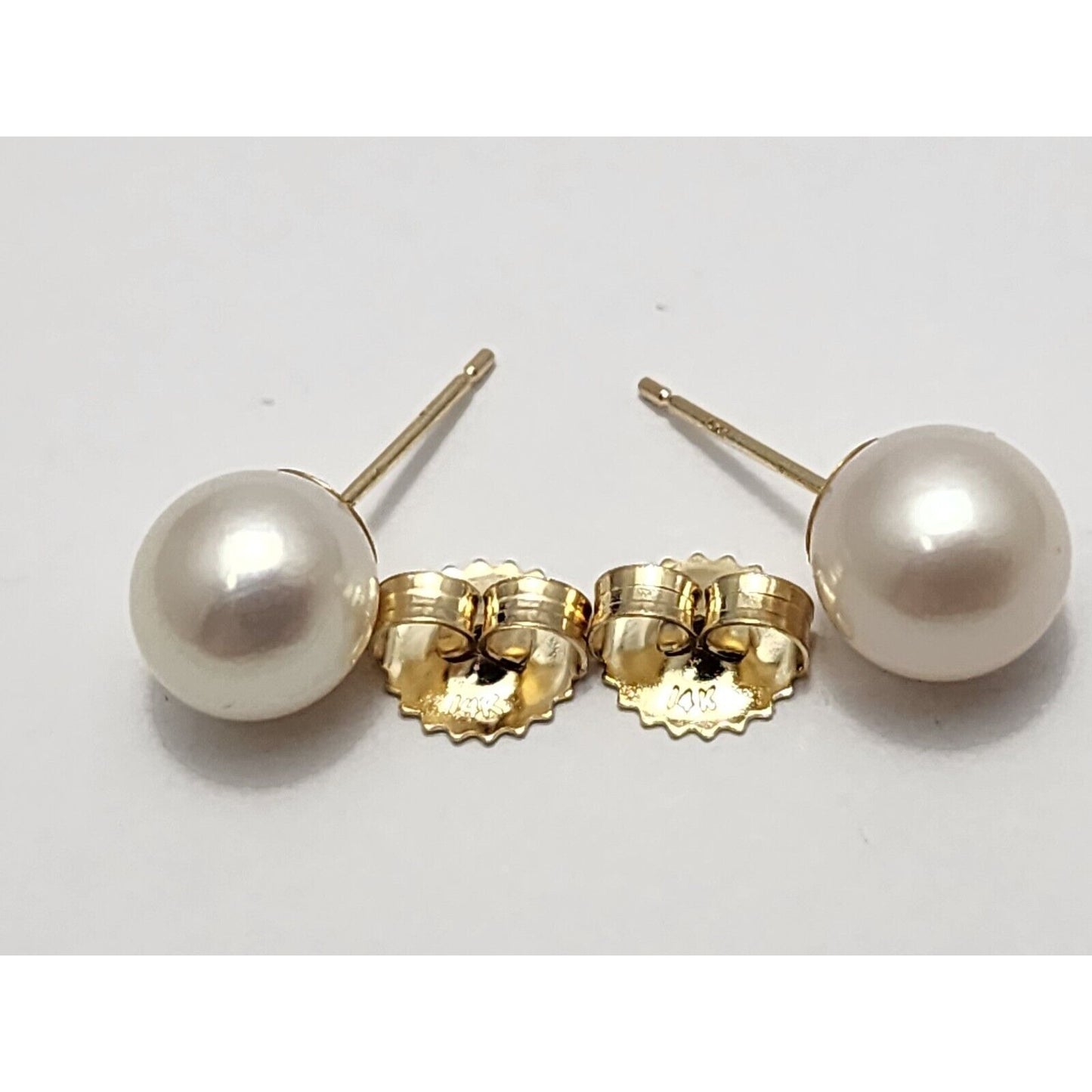 14K Yellow Gold Round Pearl Stud Earrings