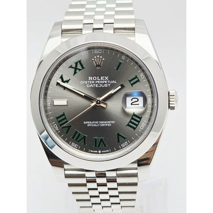 Rolex DateJust 41mm Wimbledon Roman Dial Swiss Stainless Jubilee 126300 Watch