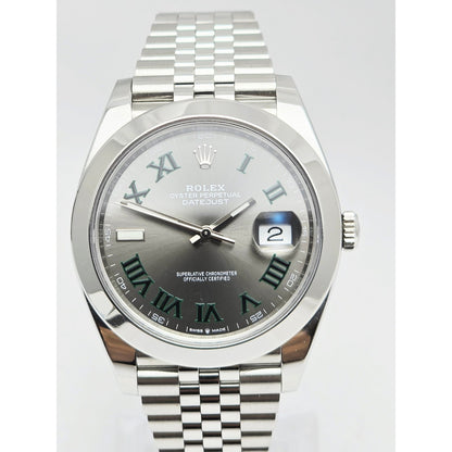 Rolex DateJust 41mm Wimbledon Roman Dial Swiss Stainless Jubilee 126300 Watch