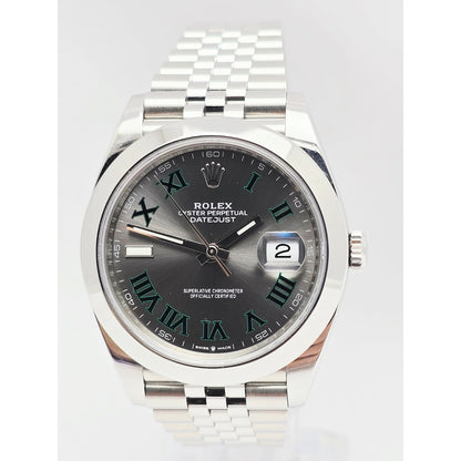 Rolex DateJust 41mm Wimbledon Roman Dial Swiss Stainless Jubilee 126300 Watch
