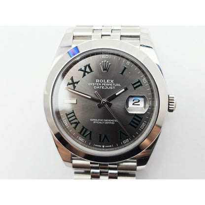 Rolex DateJust 41mm Wimbledon Roman Dial Swiss Stainless Jubilee 126300 Watch