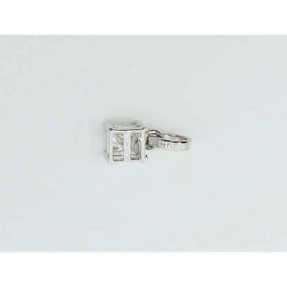 14K White Gold Drop Dangle Princess Cut Diamond Charm Pendant