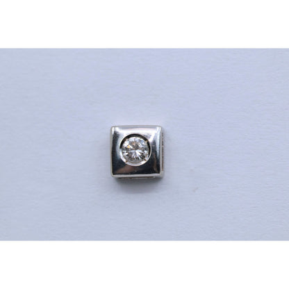 14K White Gold Round Cut Diamond Square Shaped Stud Screw Back Earrings