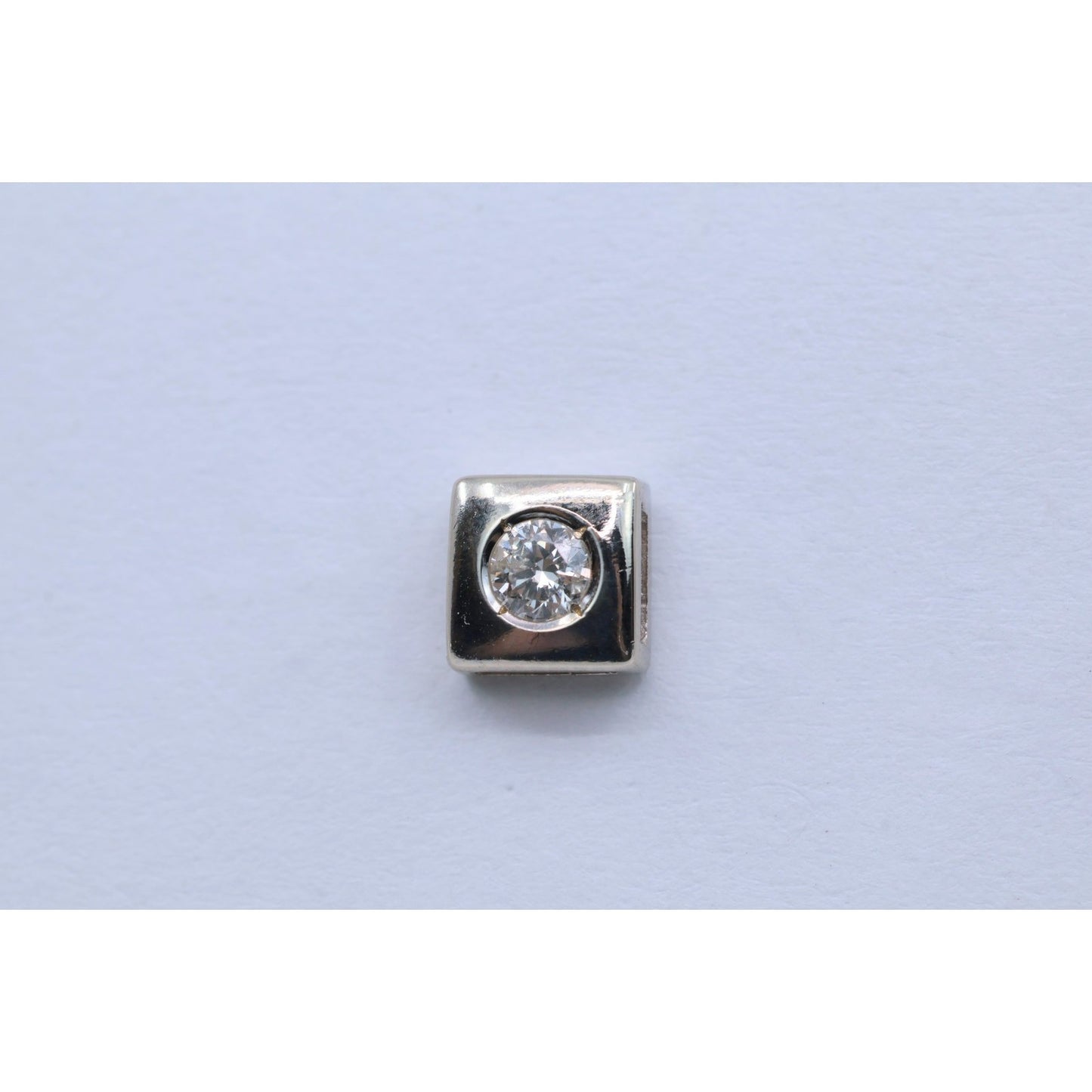 14K White Gold Round Cut Diamond Square Shaped Stud Screw Back Earrings