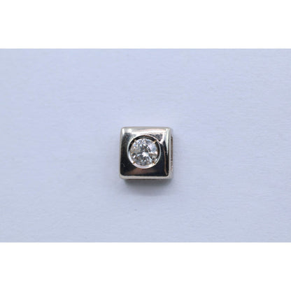 14K White Gold Round Cut Diamond Square Shaped Stud Screw Back Earrings