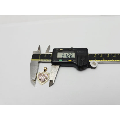 14K Yellow Gold Puffy Heart CZ Charm Pendant