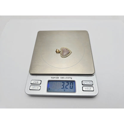 14K Yellow Gold Puffy Heart CZ Charm Pendant