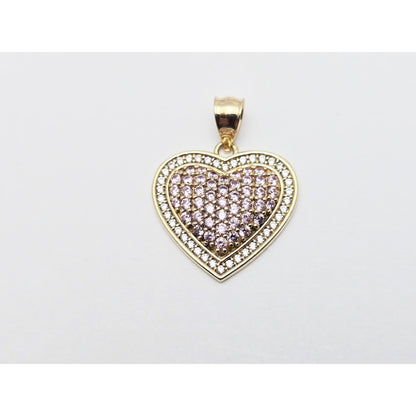 14K Yellow Gold Puffy Heart CZ Charm Pendant