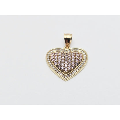 14K Yellow Gold Puffy Heart CZ Charm Pendant