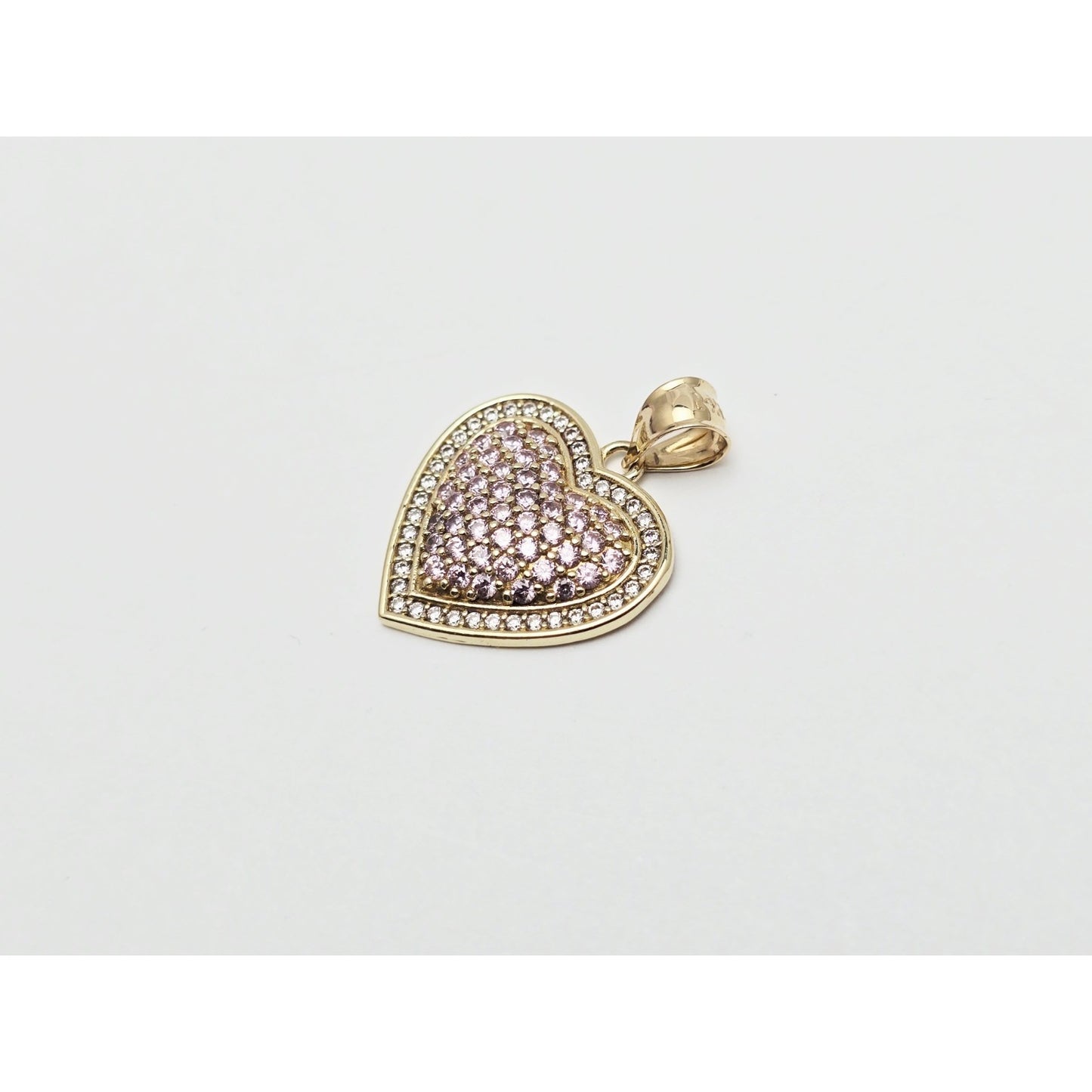 14K Yellow Gold Puffy Heart CZ Charm Pendant
