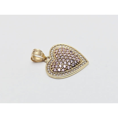14K Yellow Gold Puffy Heart CZ Charm Pendant