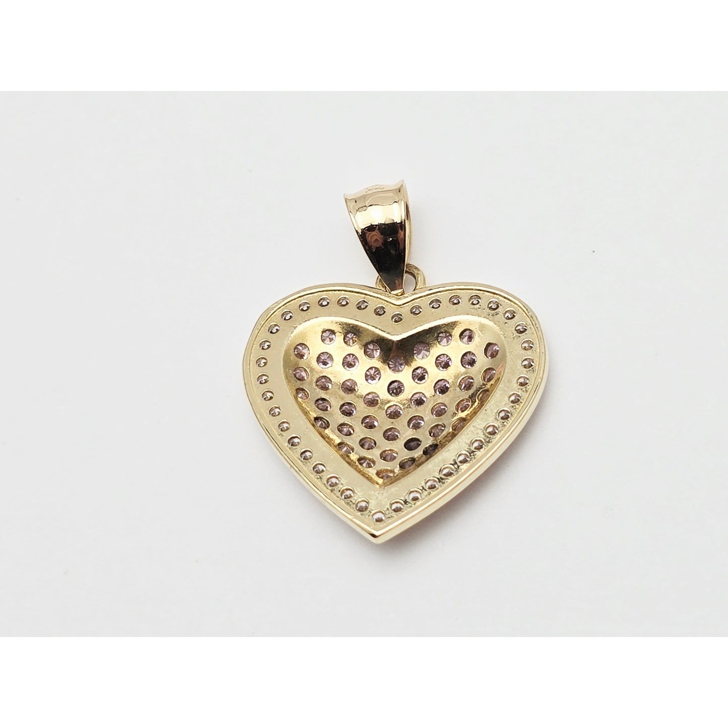 14K Yellow Gold Puffy Heart CZ Charm Pendant