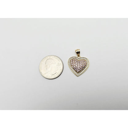 14K Yellow Gold Puffy Heart CZ Charm Pendant