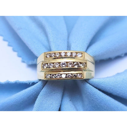 14K Yellow Gold Mens Diamond Cluster Ring