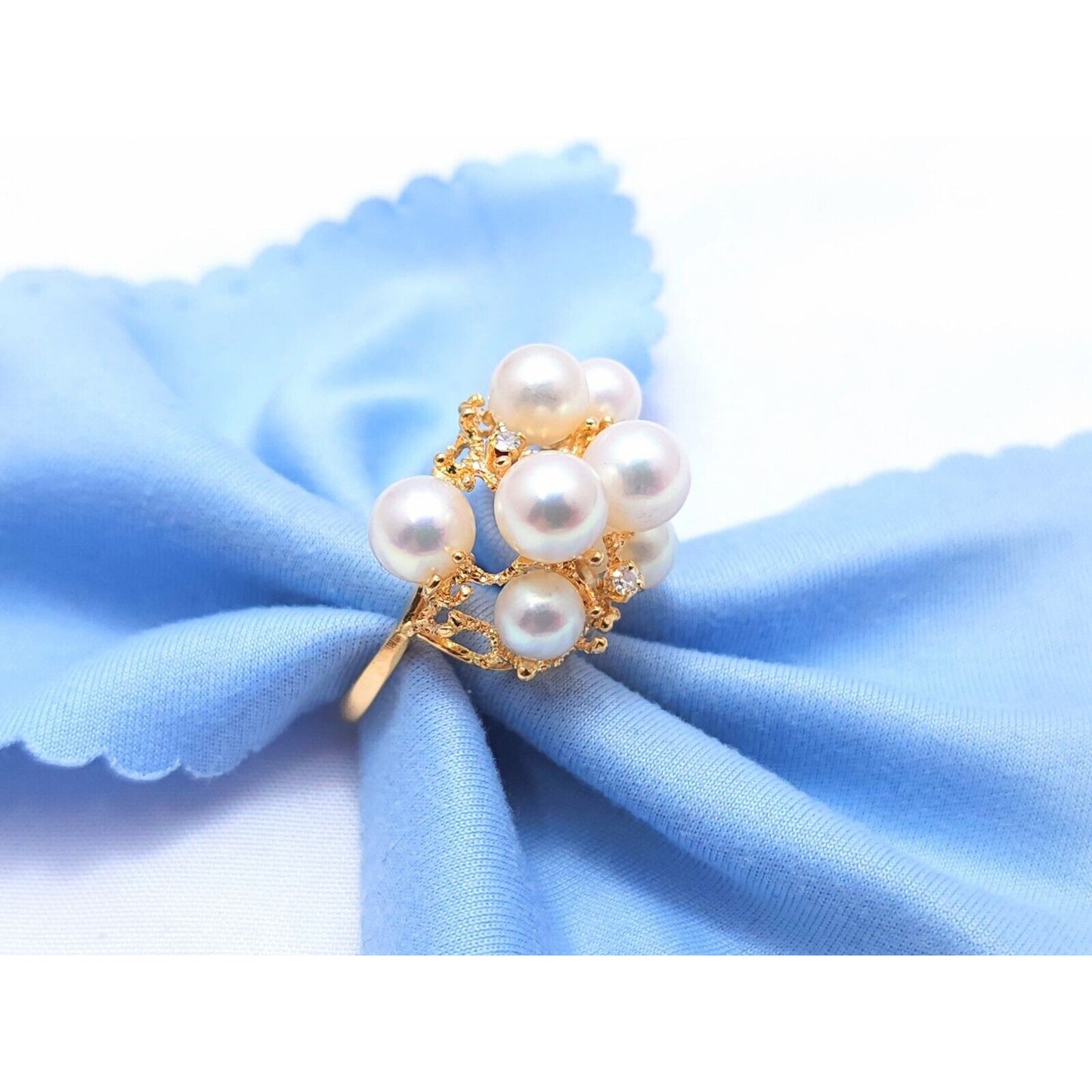 18K Yellow Gold Pearl & Diamond Ring