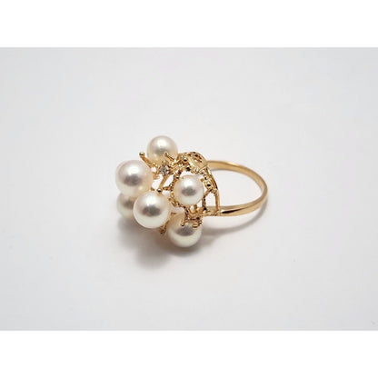 18K Yellow Gold Pearl & Diamond Ring