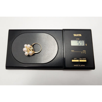 18K Yellow Gold Pearl & Diamond Ring