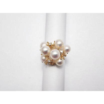 18K Yellow Gold Pearl & Diamond Ring