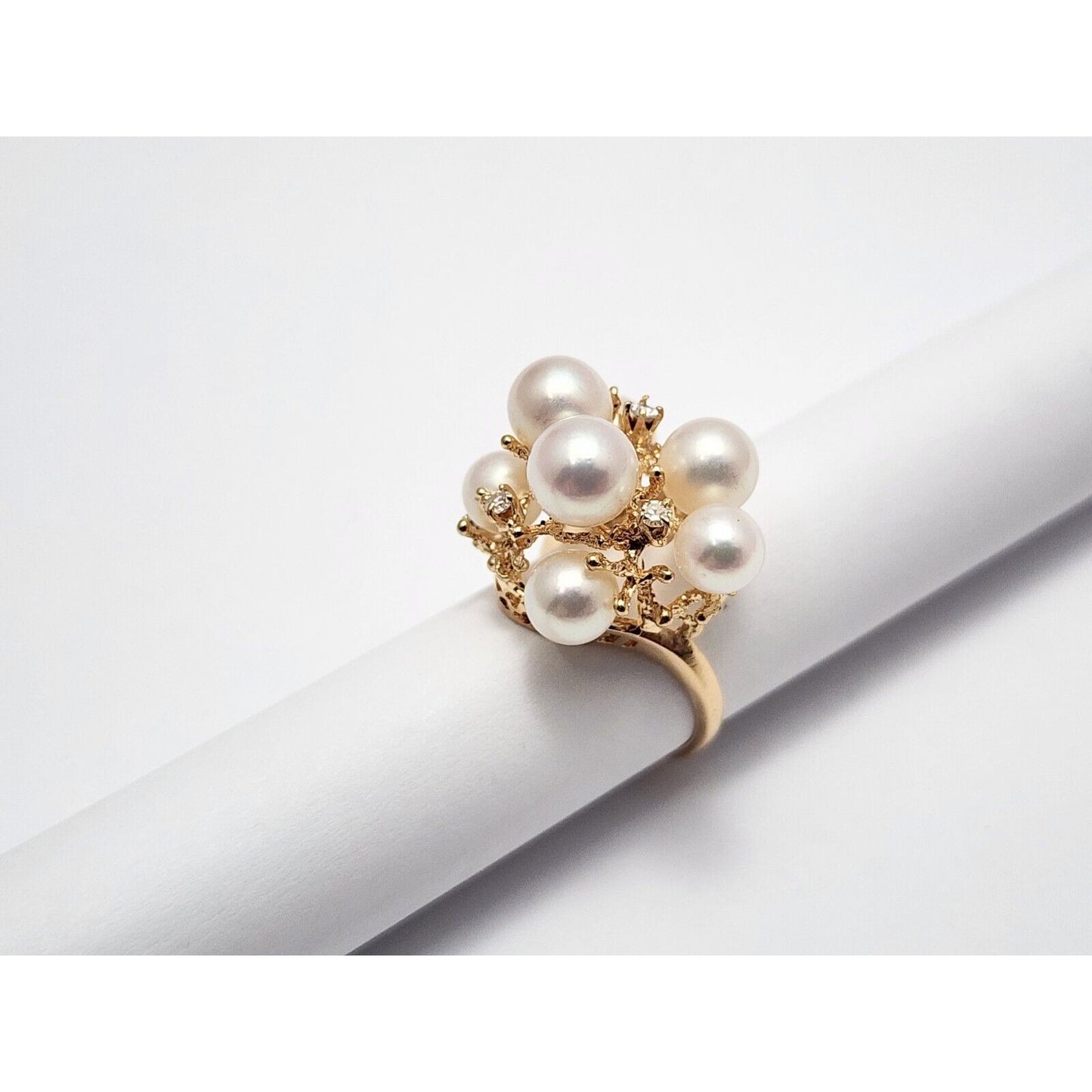 18K Yellow Gold Pearl & Diamond Ring