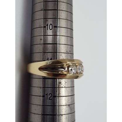 14K Two Tone Gold Channel Set Three Stone Diamond Mens Ring
