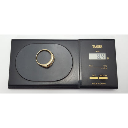 14K Two Tone Gold Channel Set Three Stone Diamond Mens Ring