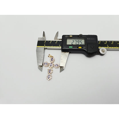 10K Yellow Gold Tanzanite & CZ Cross Pendant Charm