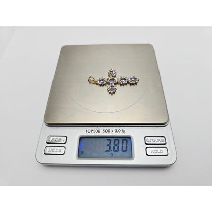 10K Yellow Gold Tanzanite & CZ Cross Pendant Charm