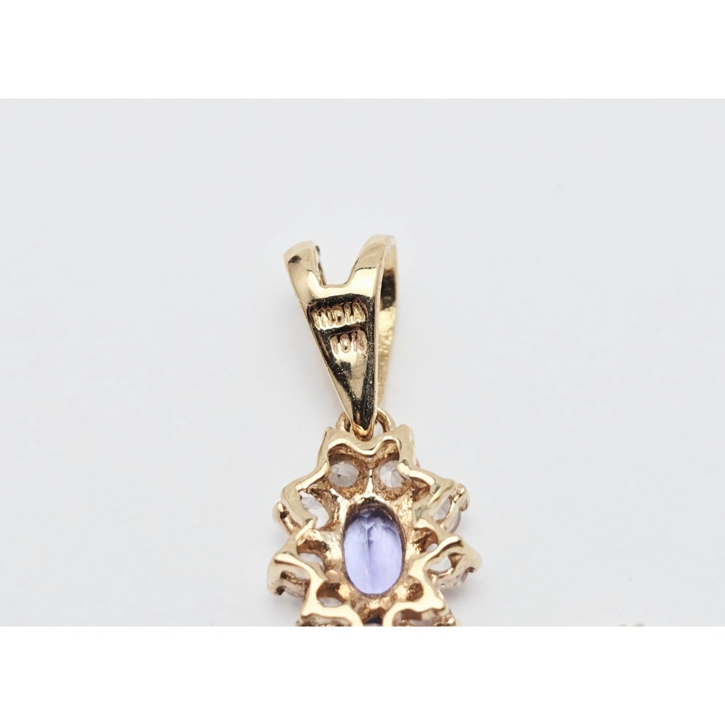 10K Yellow Gold Tanzanite & CZ Cross Pendant Charm
